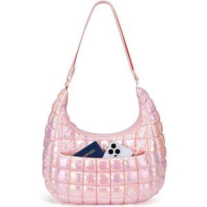 Women's Dazzling Light Pink Small Shoulder Purse Soft Fluffy Crossbody Hand Bags